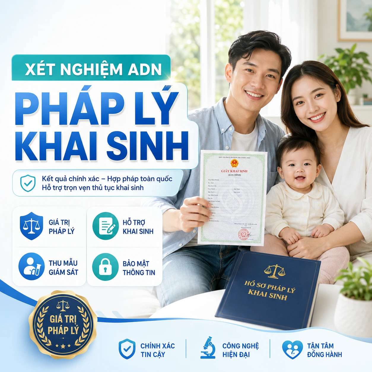 Xét nghiệm ADN cha con pháp lý khai sinh