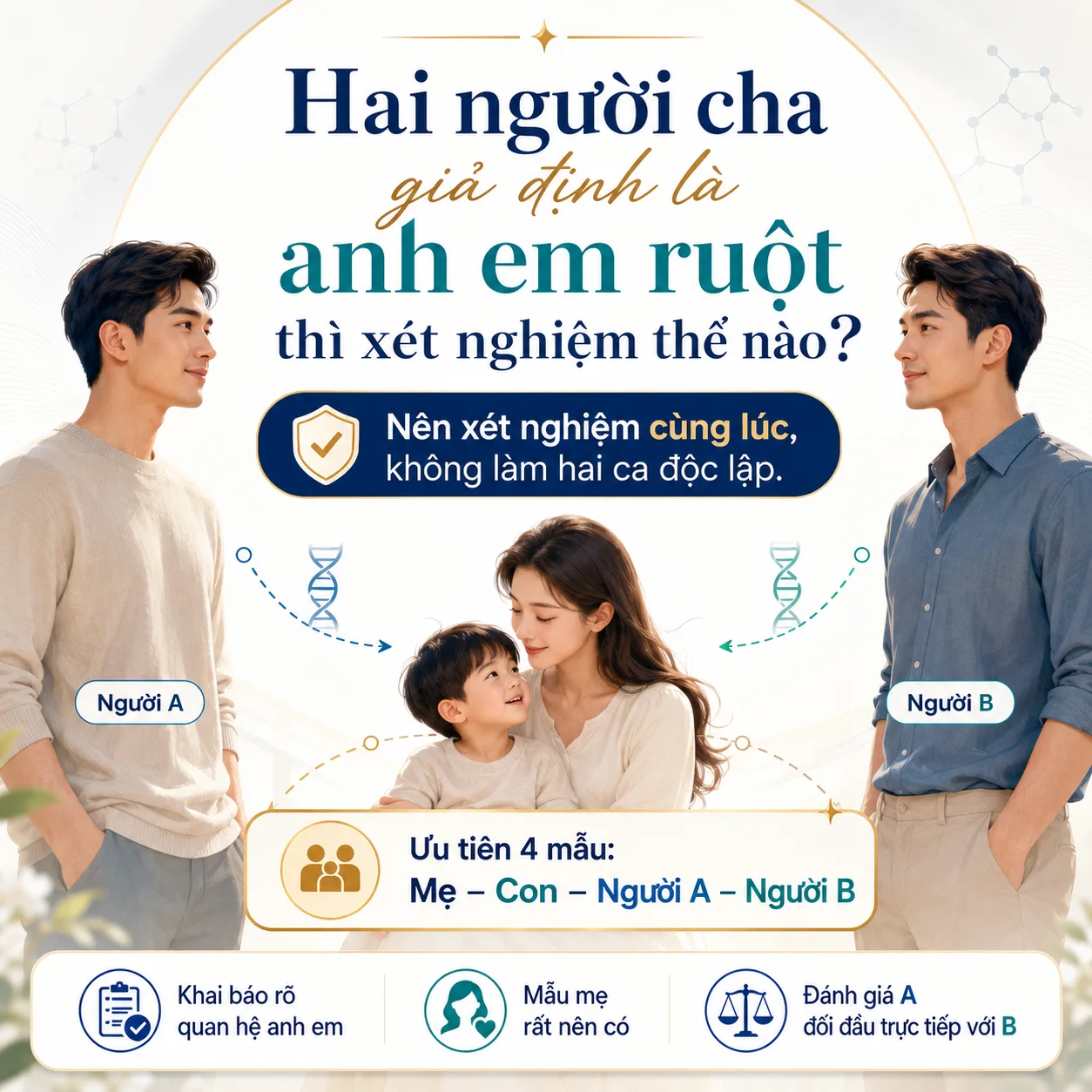 Hai người cha giả định là anh em ruột thì xét nghiệm thế nào?