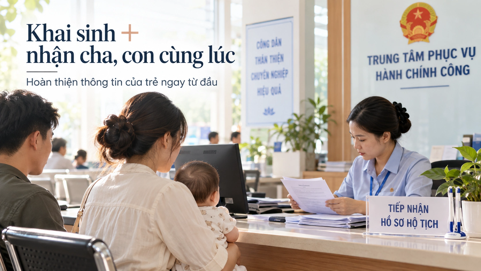 Gia đình làm khai sinh kết hợp nhận cha, con tại cơ quan hộ tịch