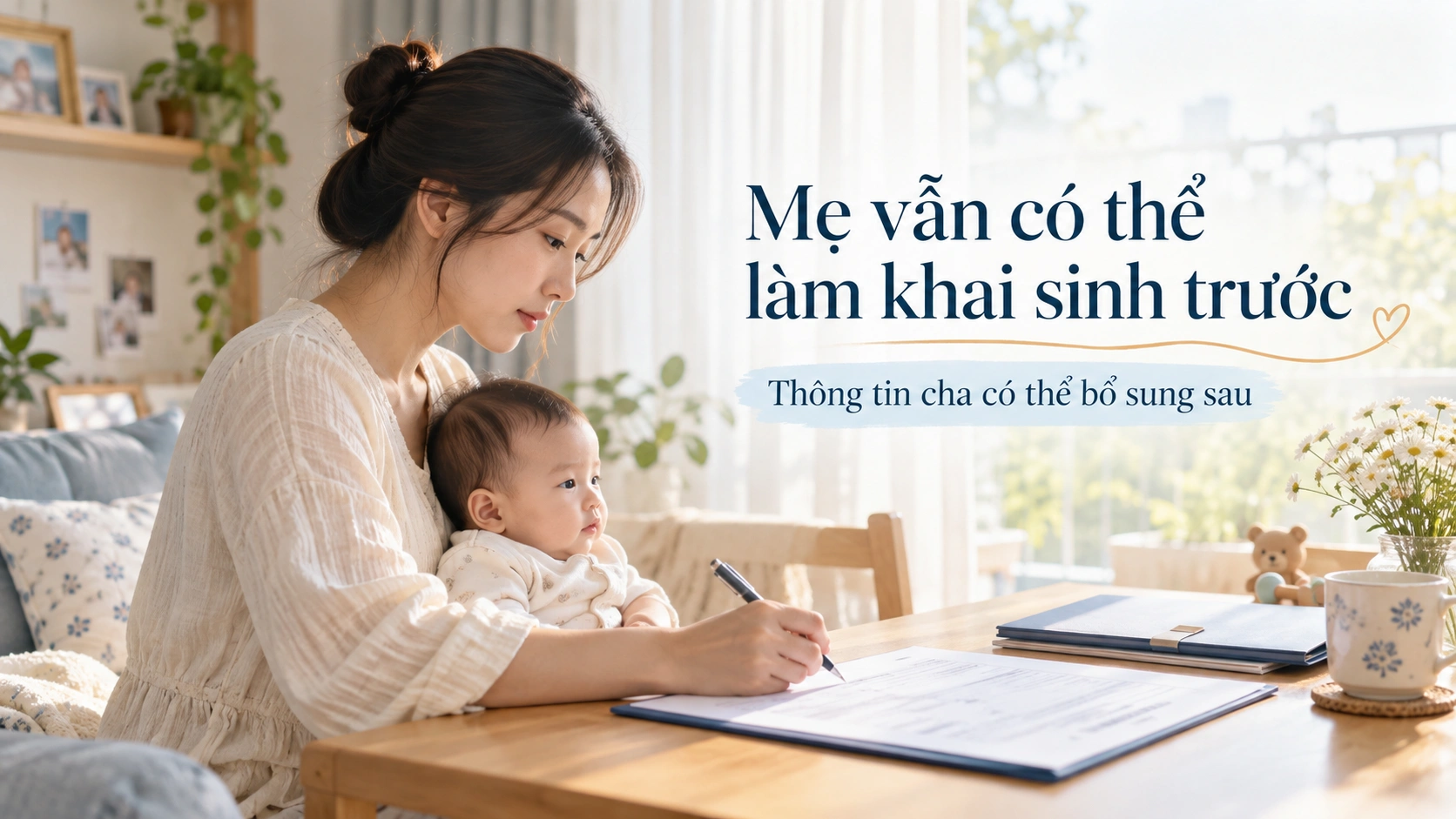 Mẹ có thể đăng ký khai sinh cho con trước và bổ sung thông tin cha sau