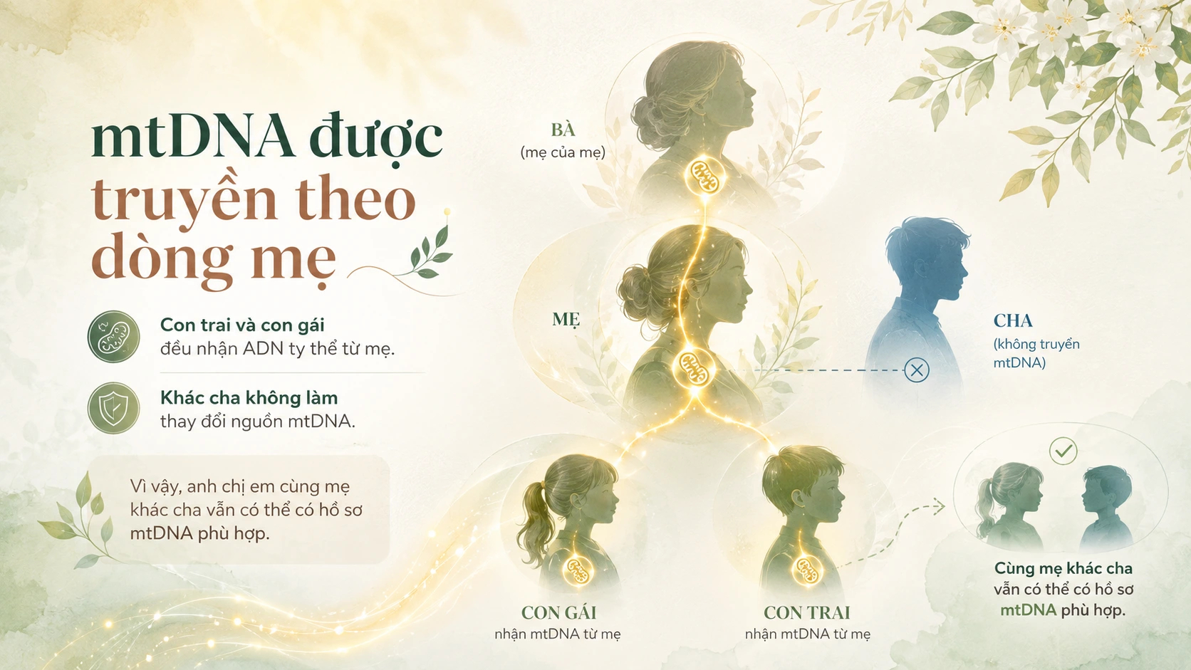 ADN ty thể truyền qua người mẹ