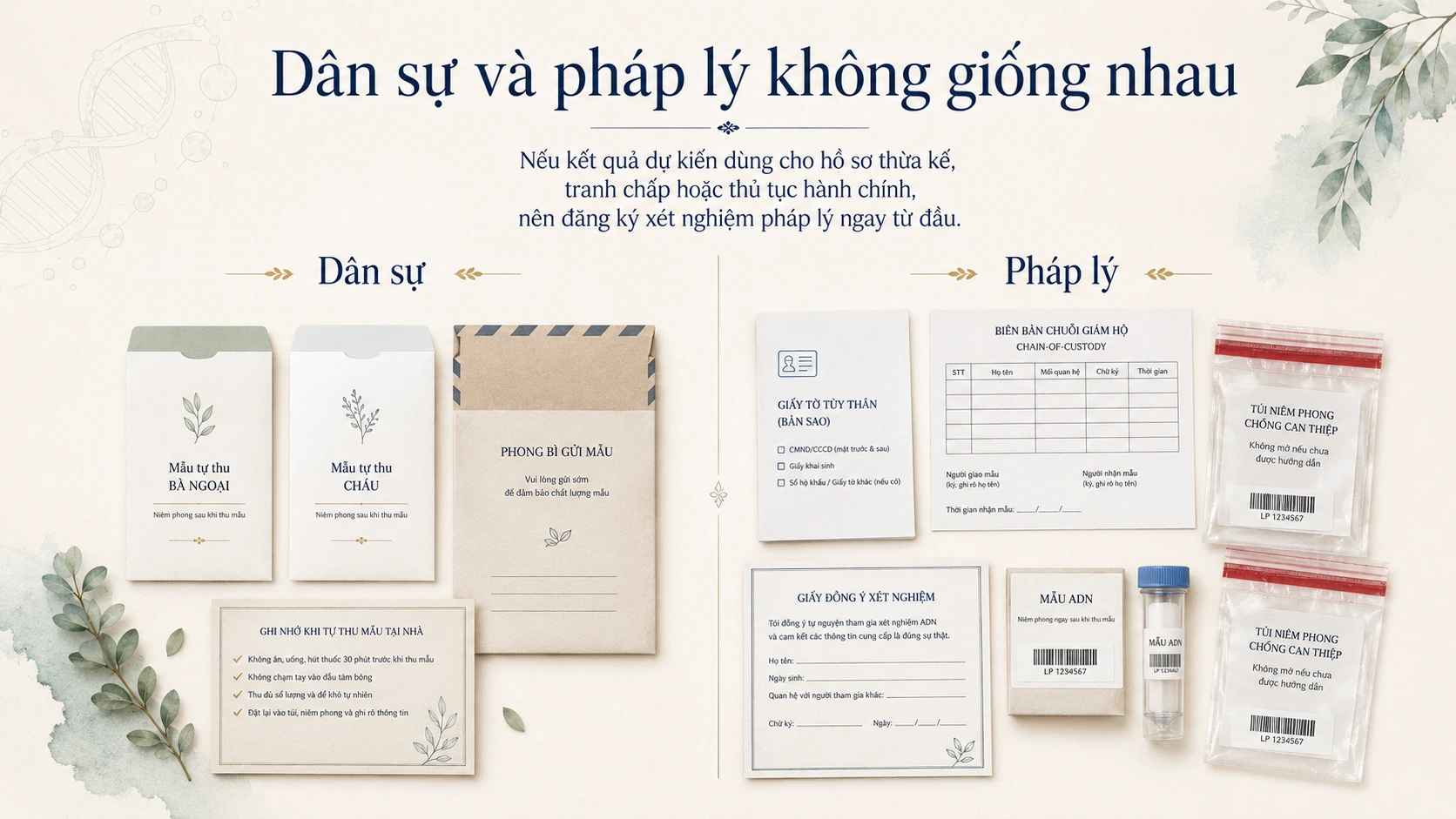 So sánh xét nghiệm ADN dân sự và pháp lý