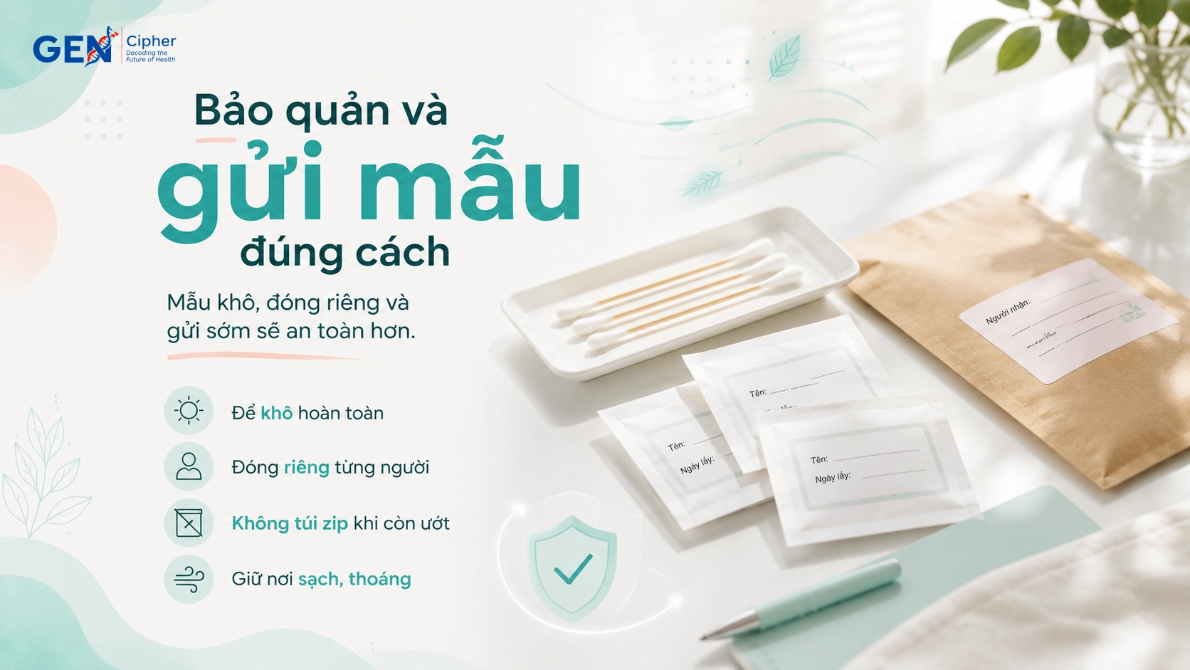Đóng gói và bảo quản que lấy mẫu niêm mạc miệng