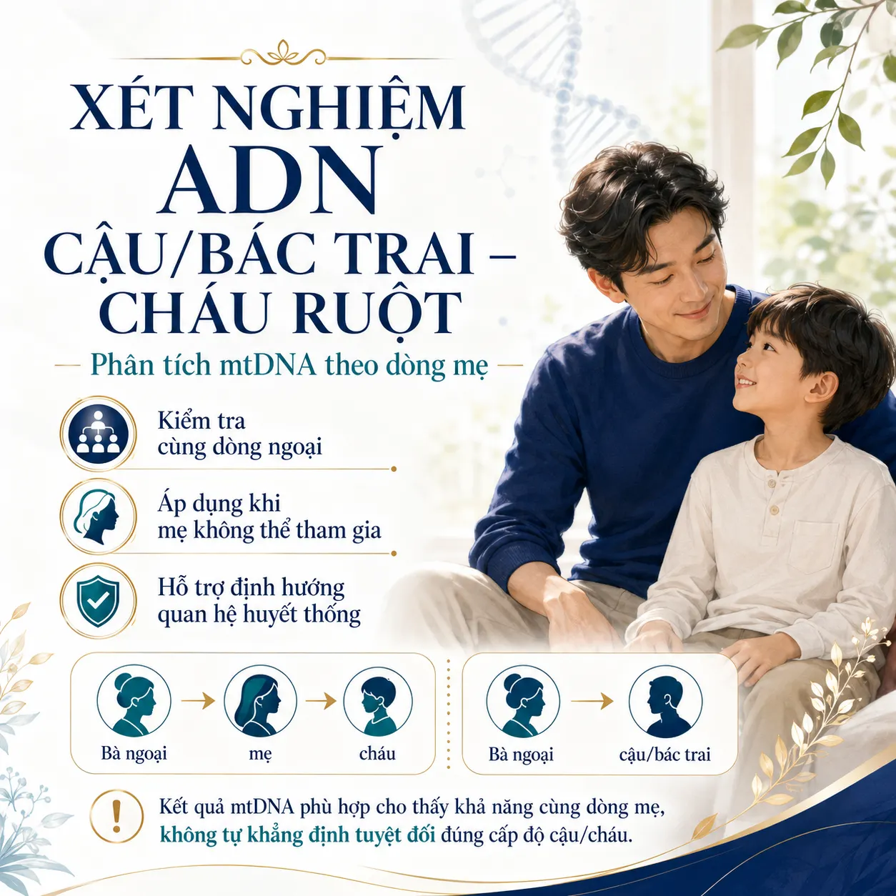 Xét nghiệm ADN cậu/bác trai – cháu ruột bằng ADN ty thể