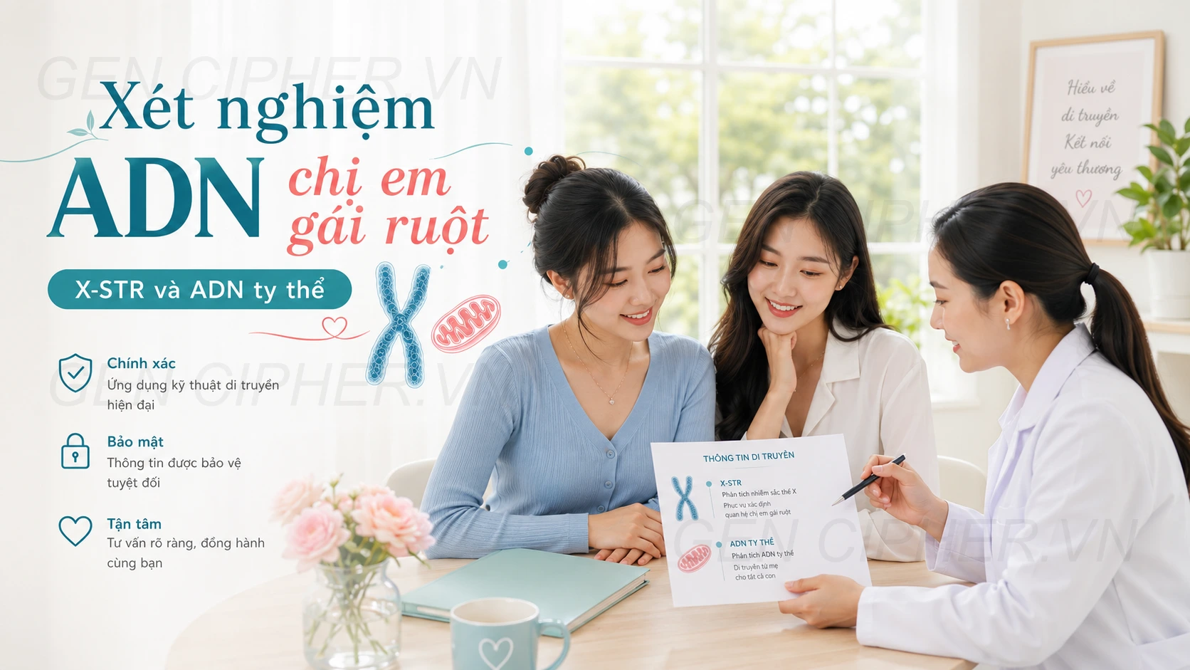 Banner xét nghiệm ADN chị em gái ruột bằng nhiễm sắc thể X và ADN ty thể