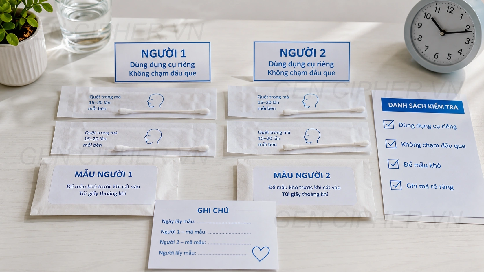 Tự thu mẫu ADN con chú – con bác tại nhà
