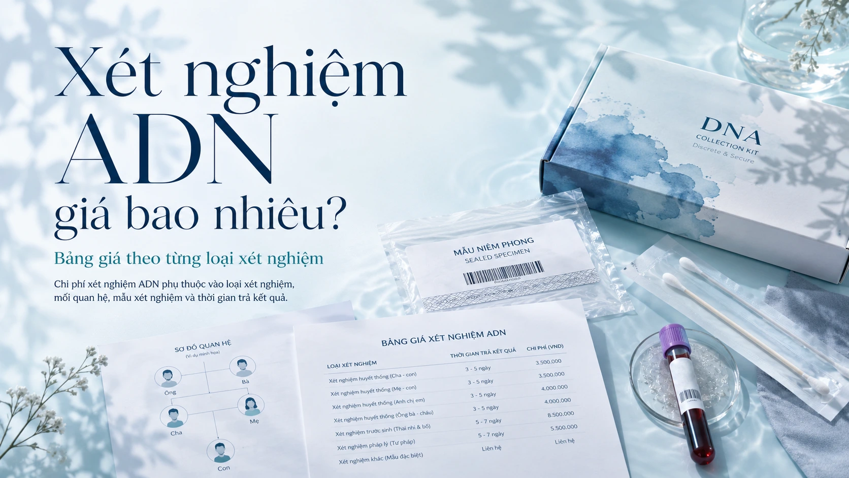 Banner bảng giá xét nghiệm ADN tại GEN CIPHER