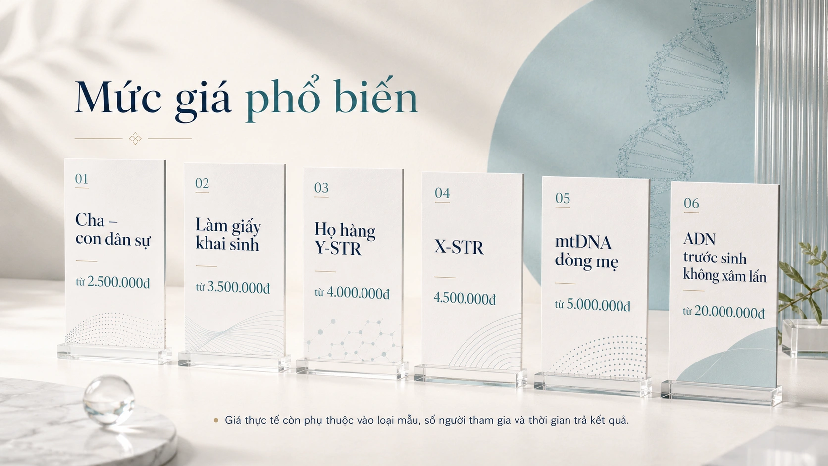 Các mức giá xét nghiệm ADN phổ biến