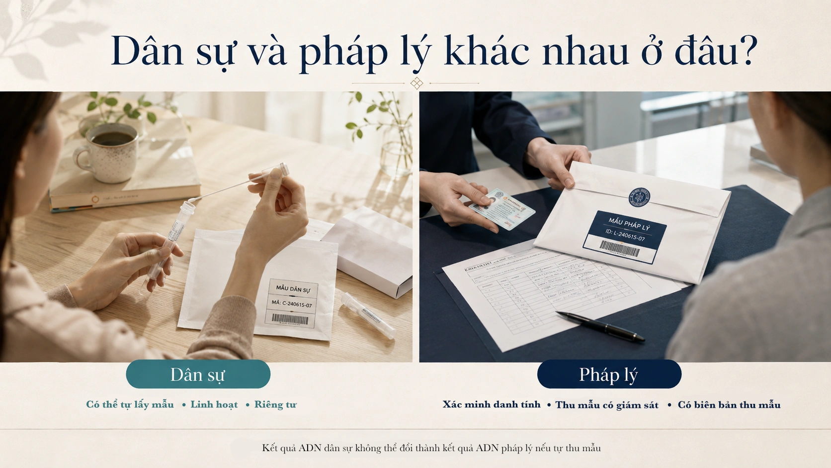 So sánh xét nghiệm ADN dân sự và pháp lý