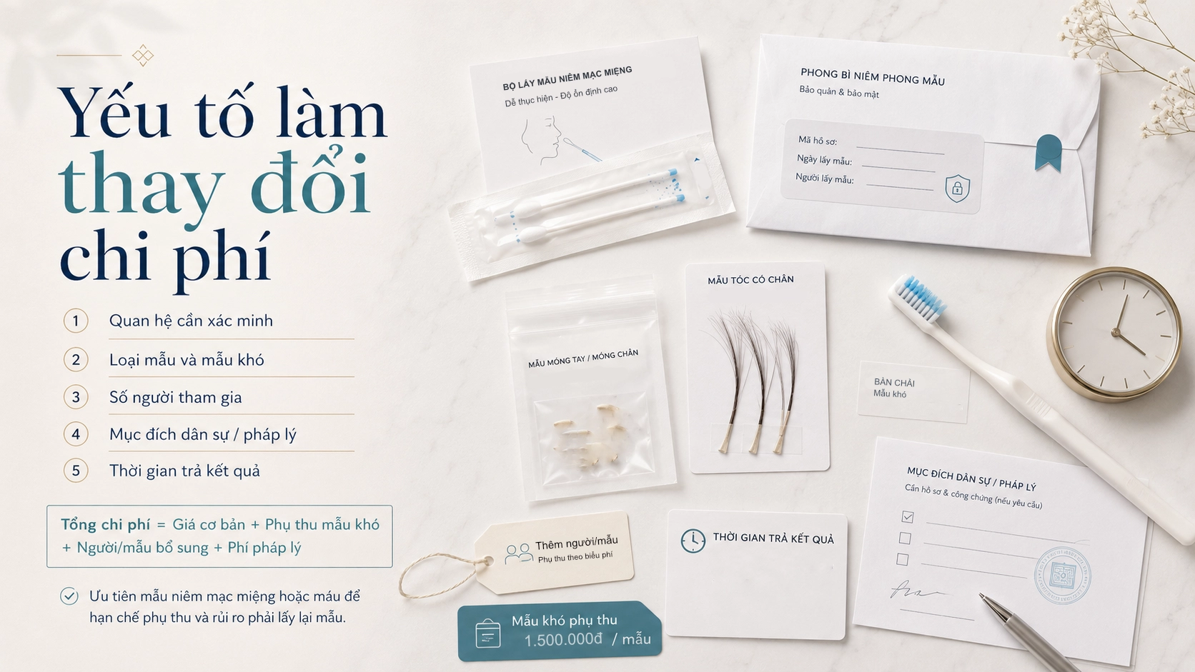 Các yếu tố làm thay đổi chi phí xét nghiệm ADN