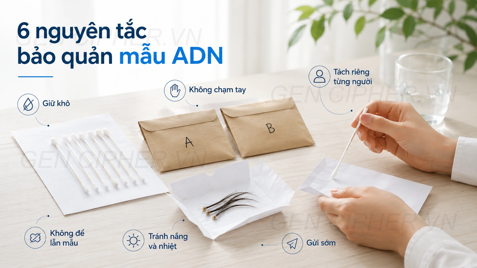 Minh họa cho tóm tắt cách bảo quản mẫu adn