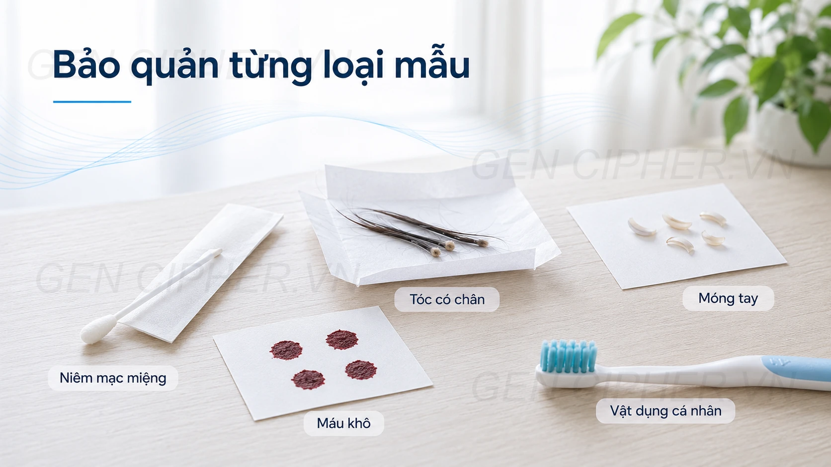 Minh họa cho hướng dẫn bảo quản từng loại mẫu adn