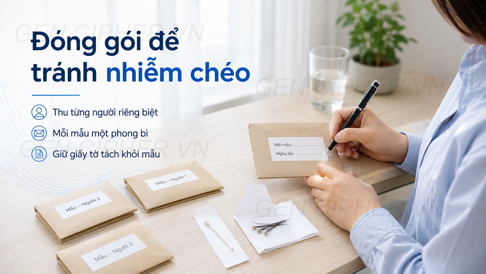 Minh họa cho cách đóng gói mẫu adn để tránh nhiễm chéo