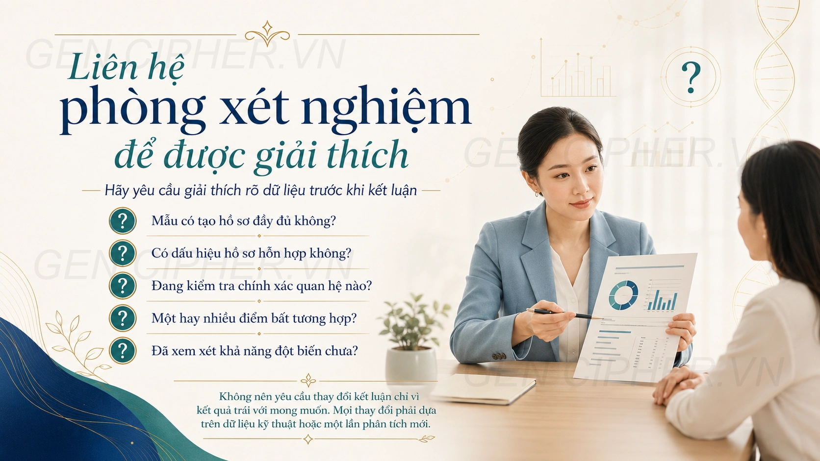 Minh họa cho bước 4: liên hệ phòng xét nghiệm để được giải thích