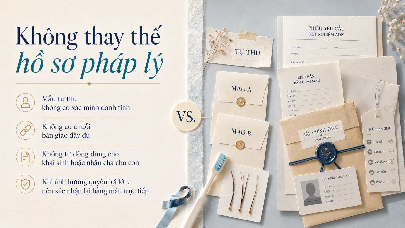 Mẫu tự thu không thay thế hồ sơ xét nghiệm ADN pháp lý