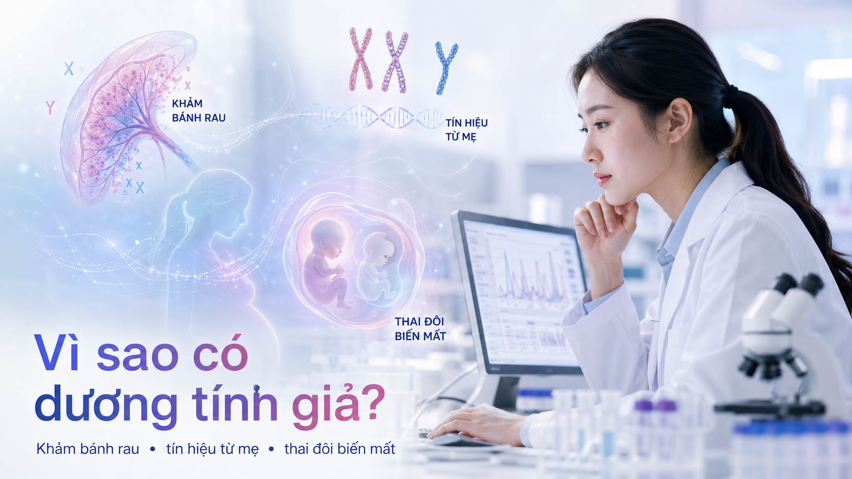 Minh họa cơ chế phân tích ADN tự do trong máu mẹ