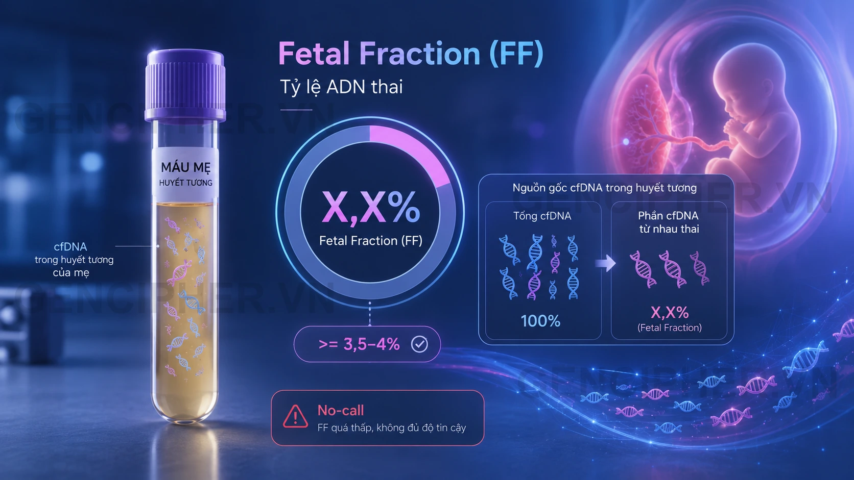 Minh họa 2. Fetal Fraction (Tỷ lệ ADN thai) là gì & Ý nghĩa ra sao?