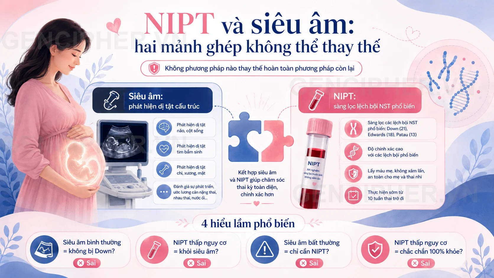 Minh họa 4. NIPT và Siêu âm: Hai mảnh ghép không thể thay thế