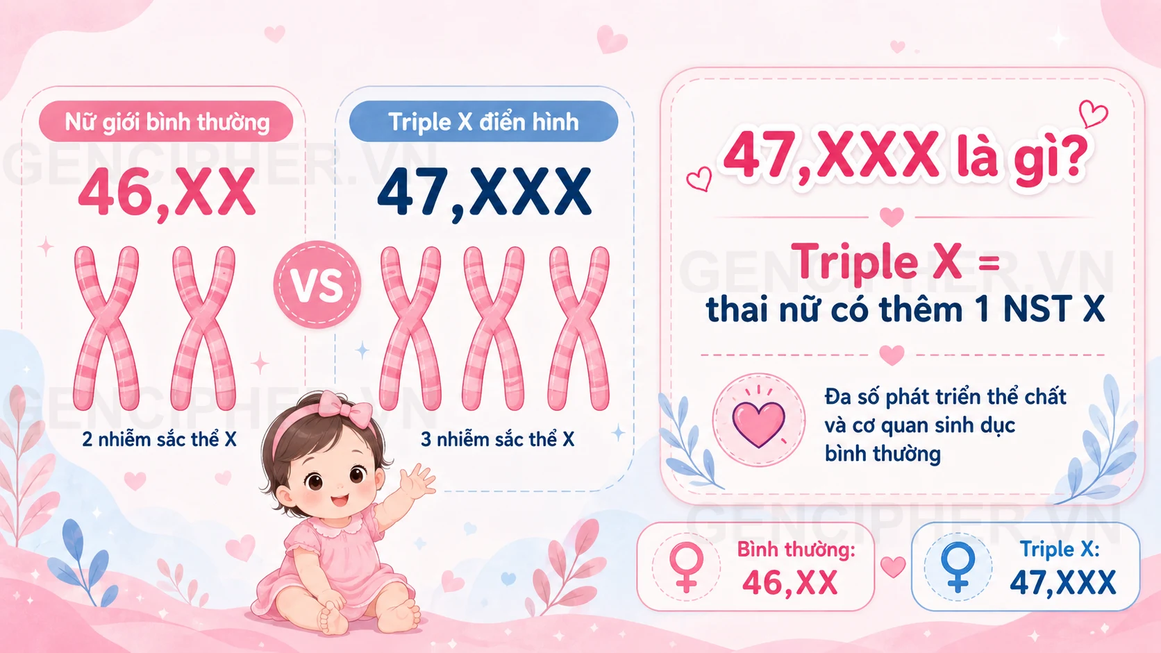 Minh họa 1. Cơ chế hình thành hội chứng Triple X (47,XXX)