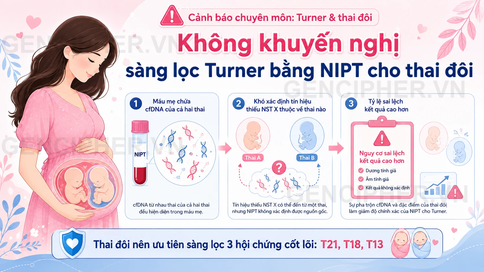 Minh họa giới hạn sàng lọc Turner ở thai đôi