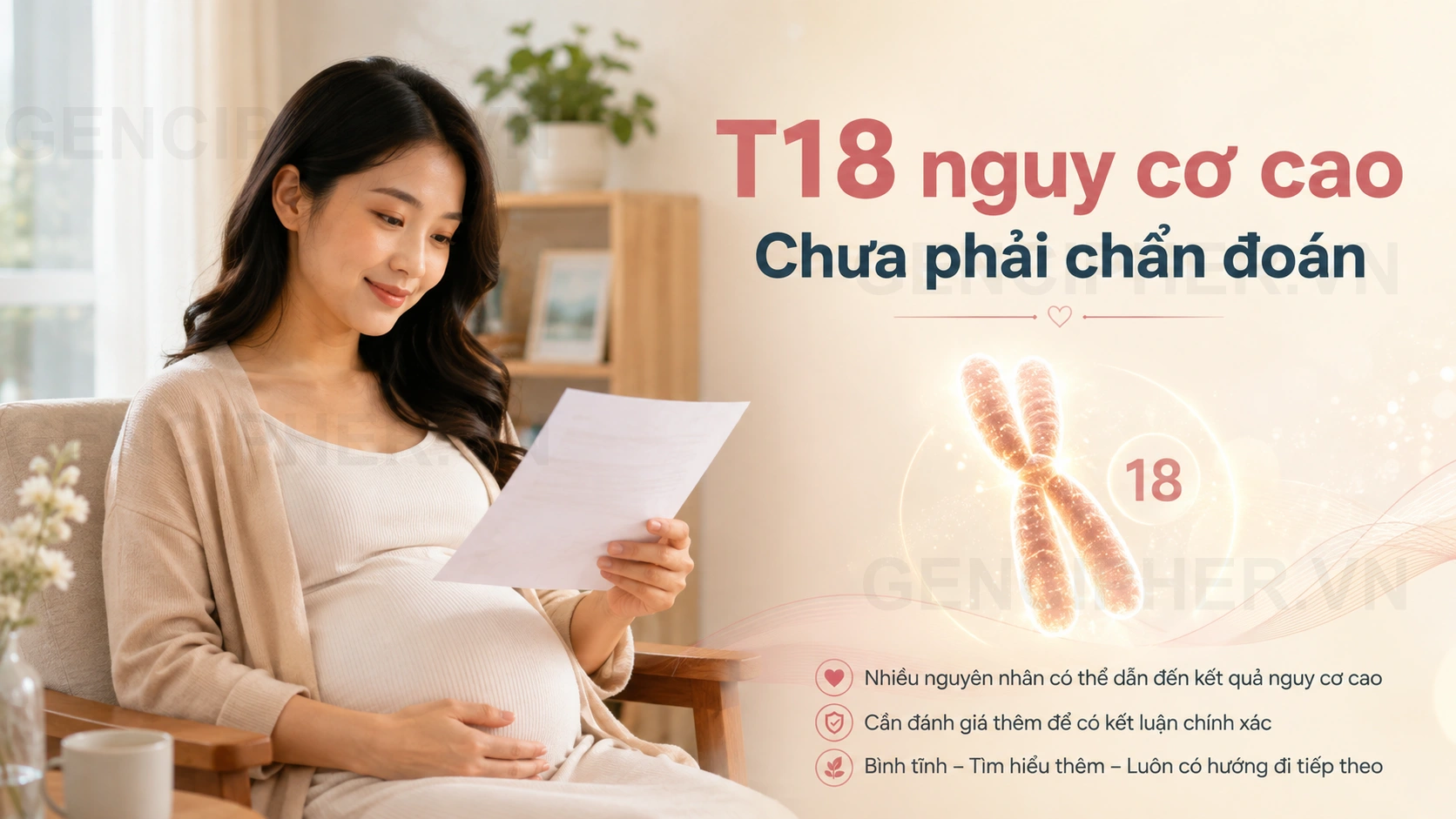 Minh họa Bước 2: Hiểu rằng T18 nguy cơ cao chưa phải chẩn đoán Edwards