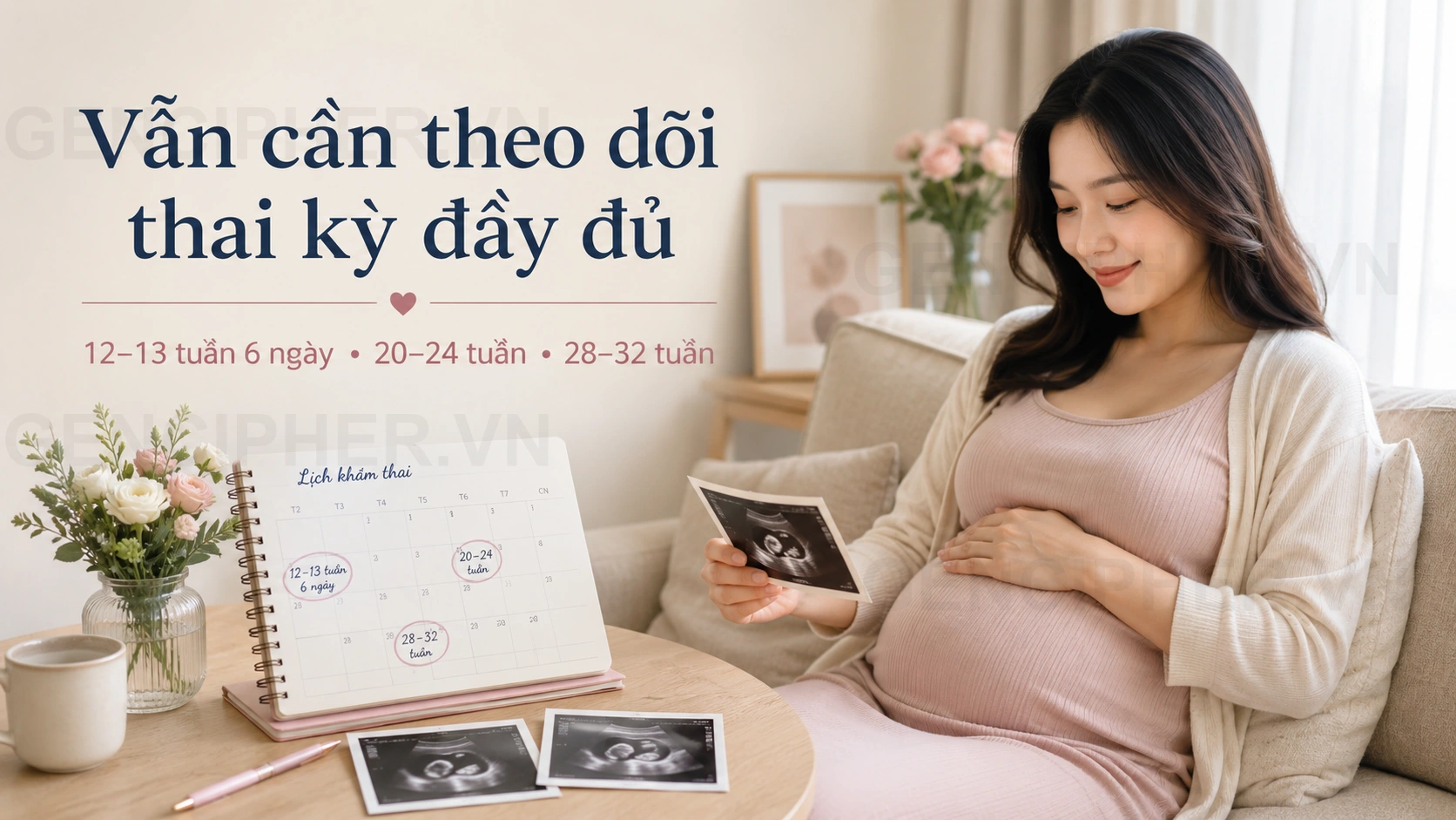 Minh họa 4. Những mốc theo dõi sau kết quả NIPT nguy cơ thấp