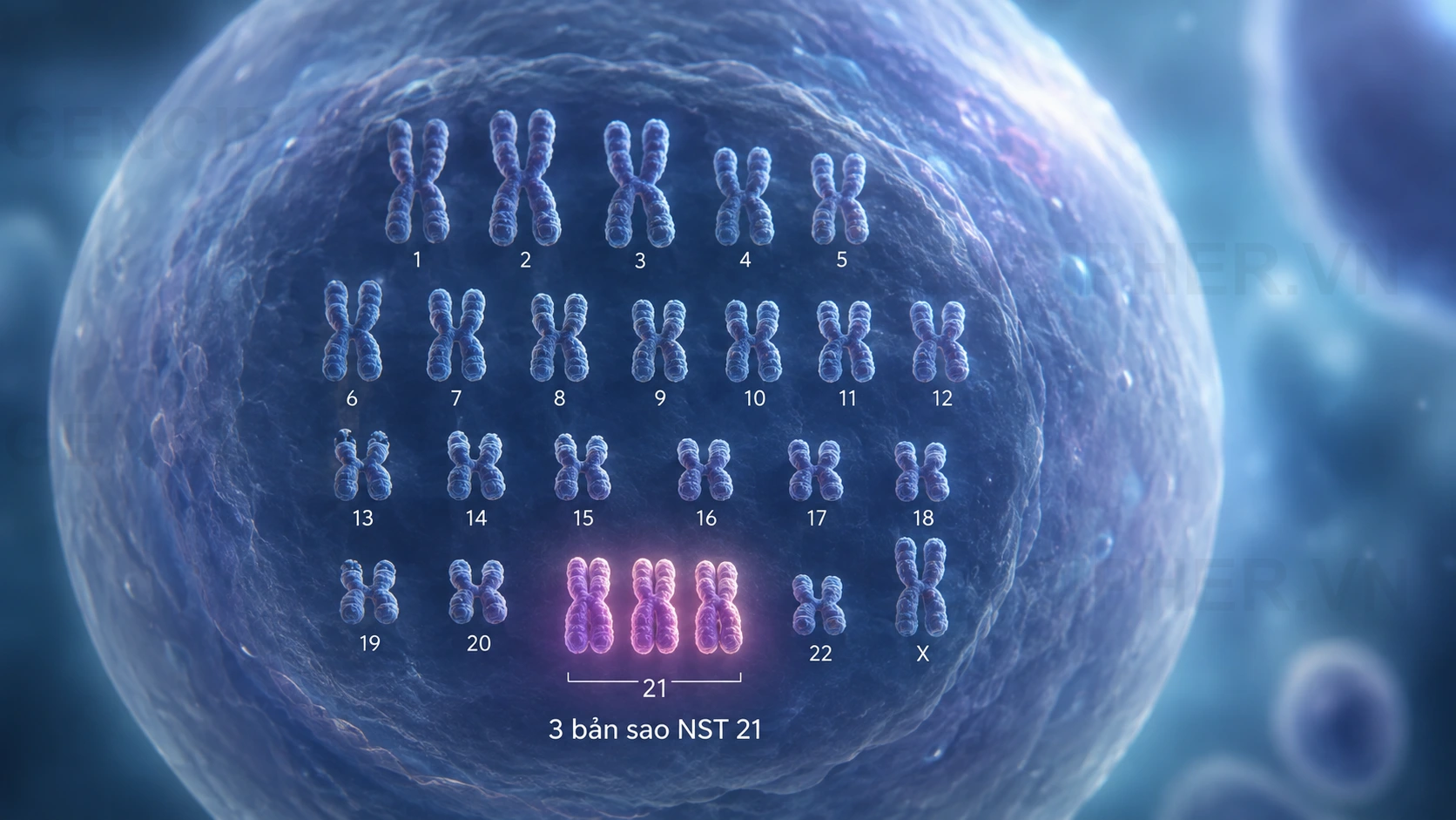 Minh họa 1. Trisomy 21 và hội chứng Down