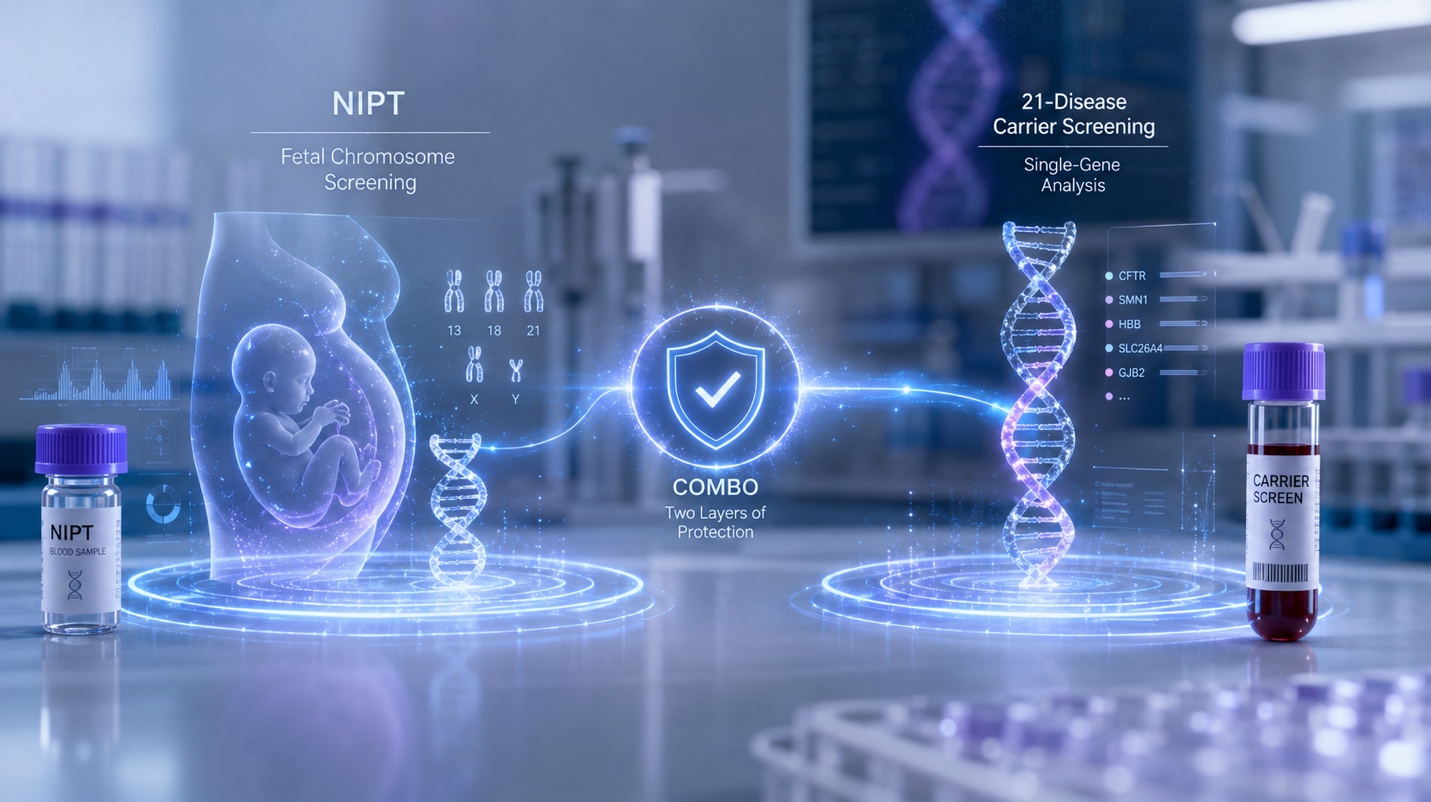 Minh họa phân biệt NIPT và sàng lọc 28 gen lặn