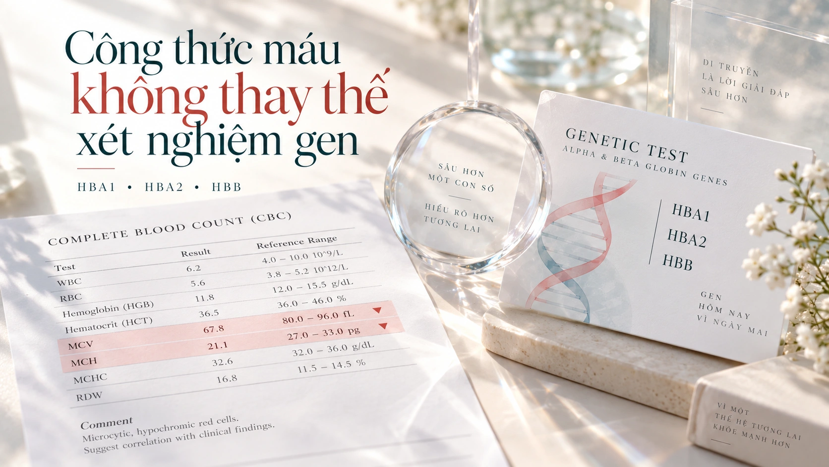 Công thức máu không thay thế xét nghiệm gen Thalassemia