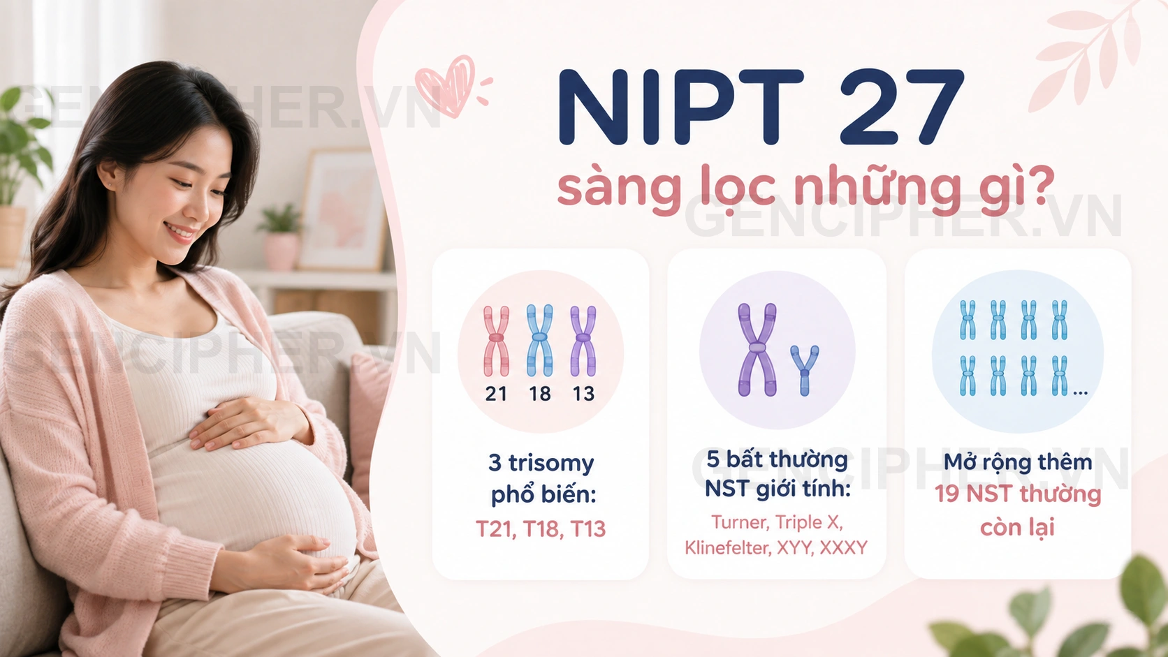 Minh họa NIPT Gencare 27 sàng lọc những gì?