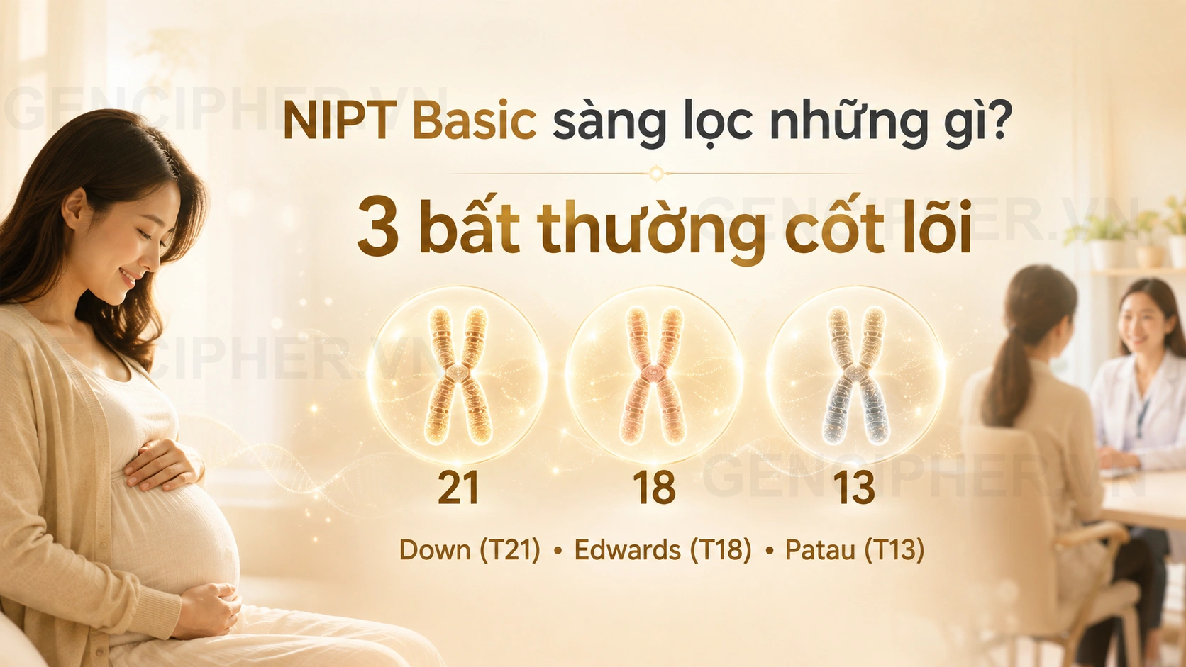 Minh họa NIPT Gencare Basic sàng lọc những gì?