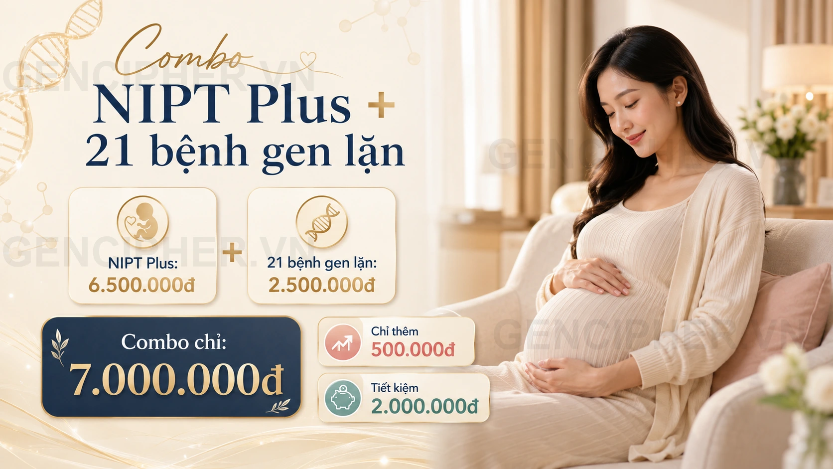 Minh họa combo NIPT Gencare Plus và sàng lọc gen lặn