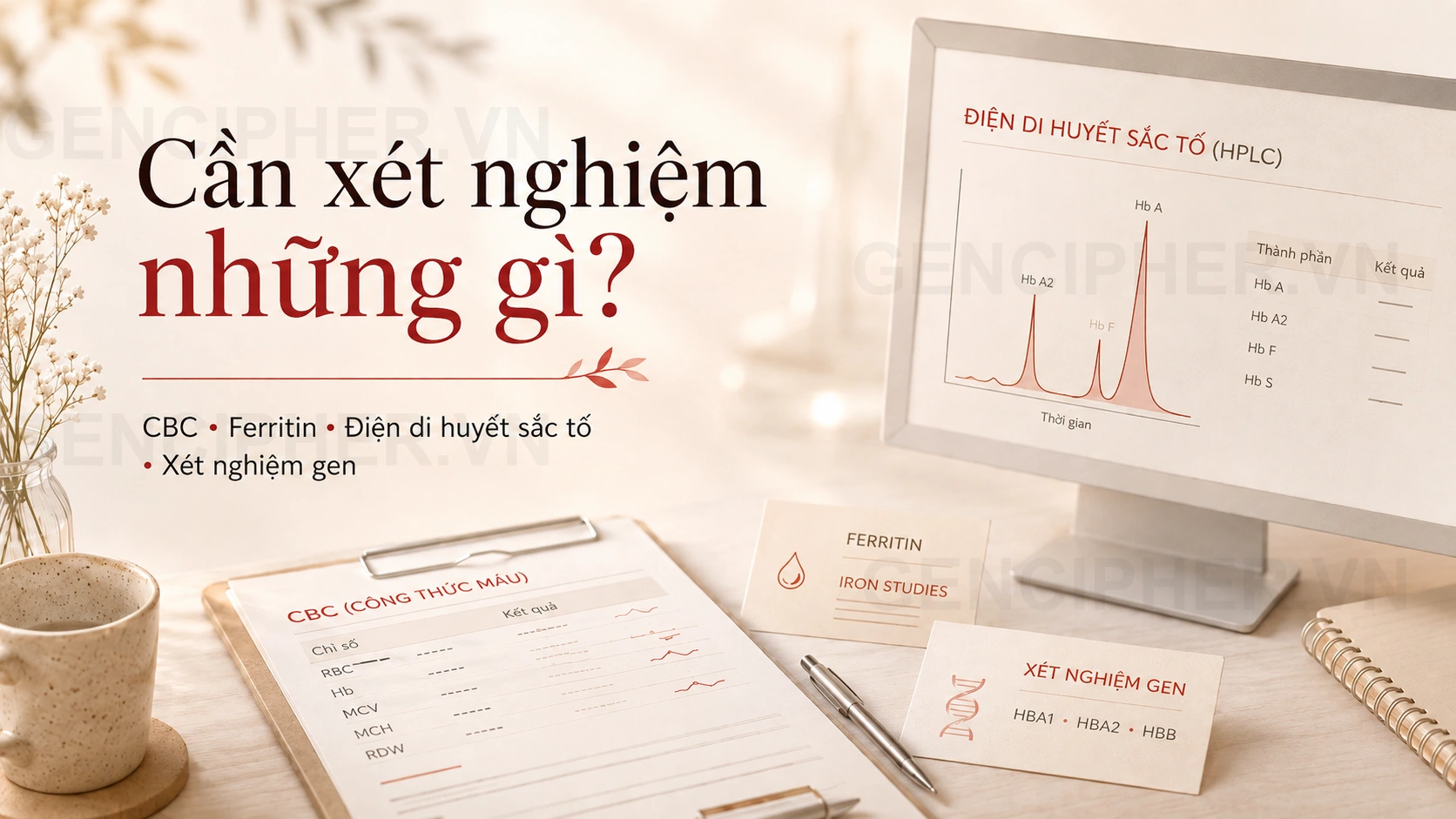Minh họa 2. Các bước xét nghiệm Thalassemia chuẩn y khoa